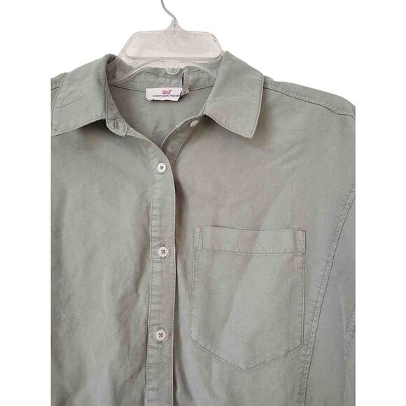 Vineyard Vines Women's Size 6 Sage Green Oversized Long Sleeve Button Down Shirt - Picture 3 of 10